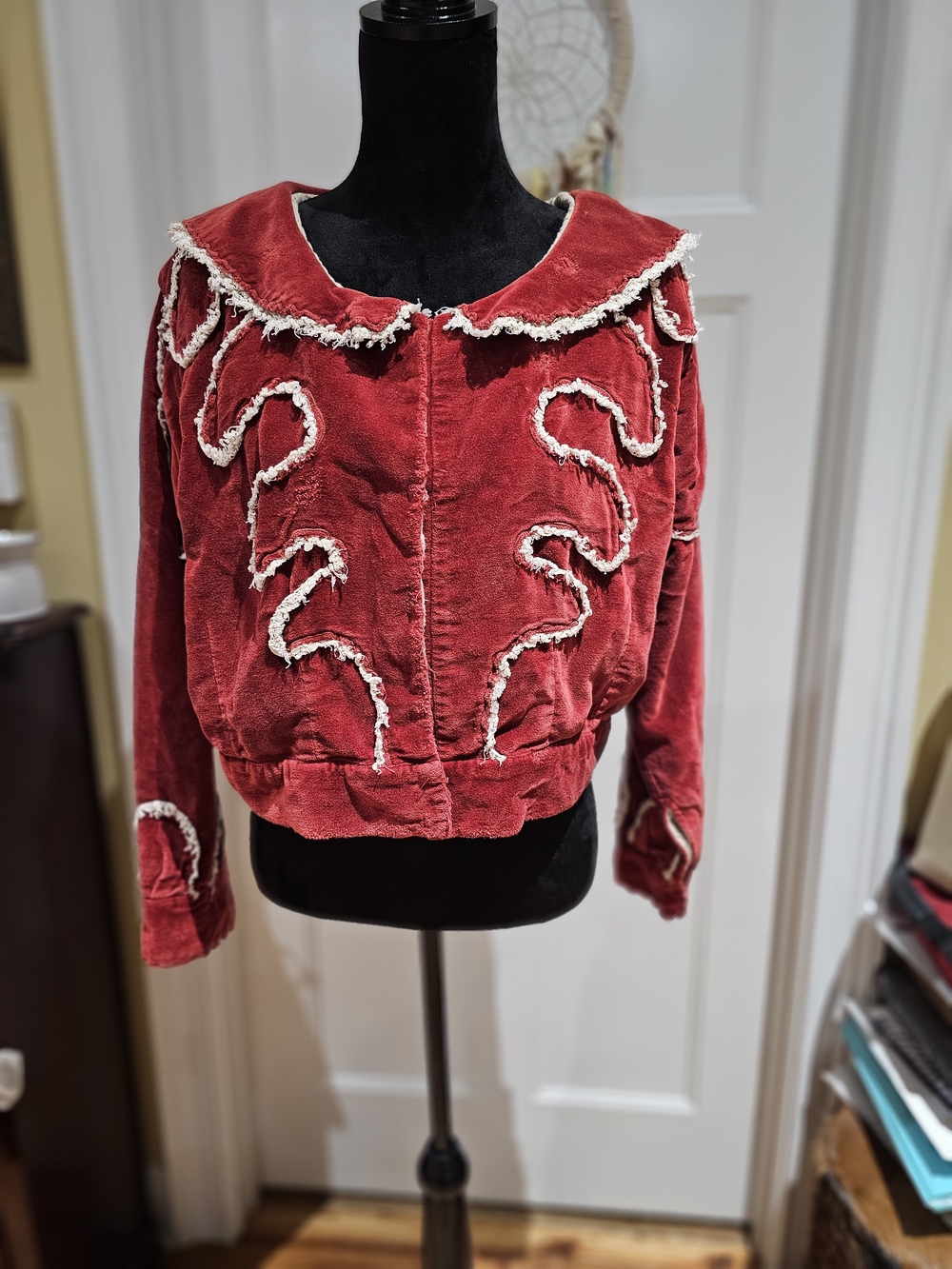 Magnolia Pearl "DOROTHY" Red Cropped Velvet Jacket, NWT